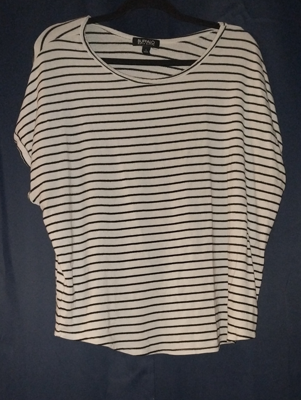 Buffalo David Bitton White Black Striped Short Sleeve Tee